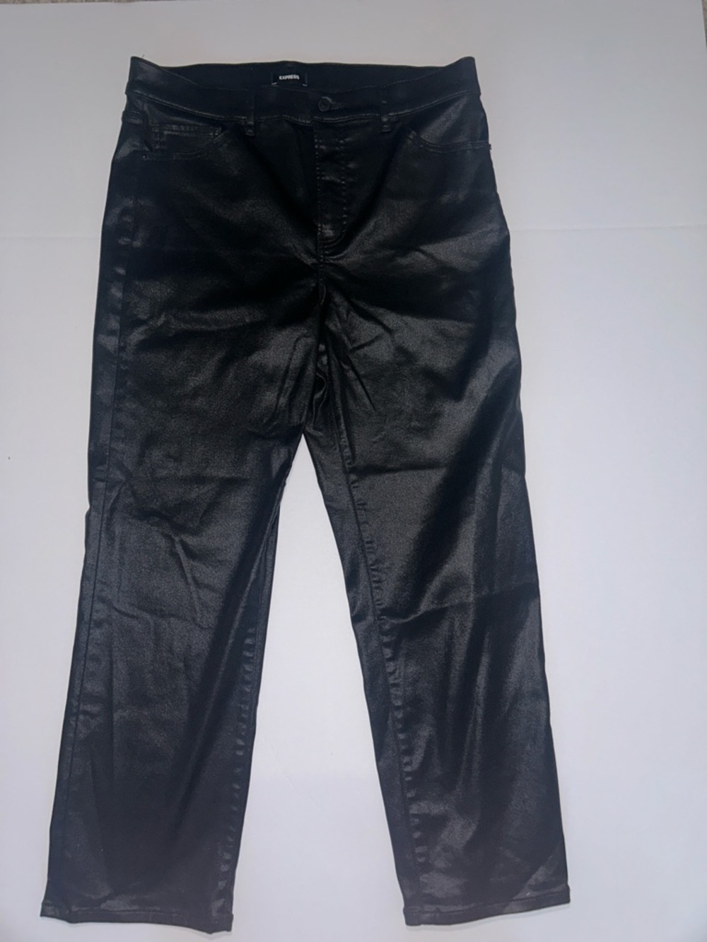 Express Black Coated High Rise Ankle Straight women’s pants size 12
